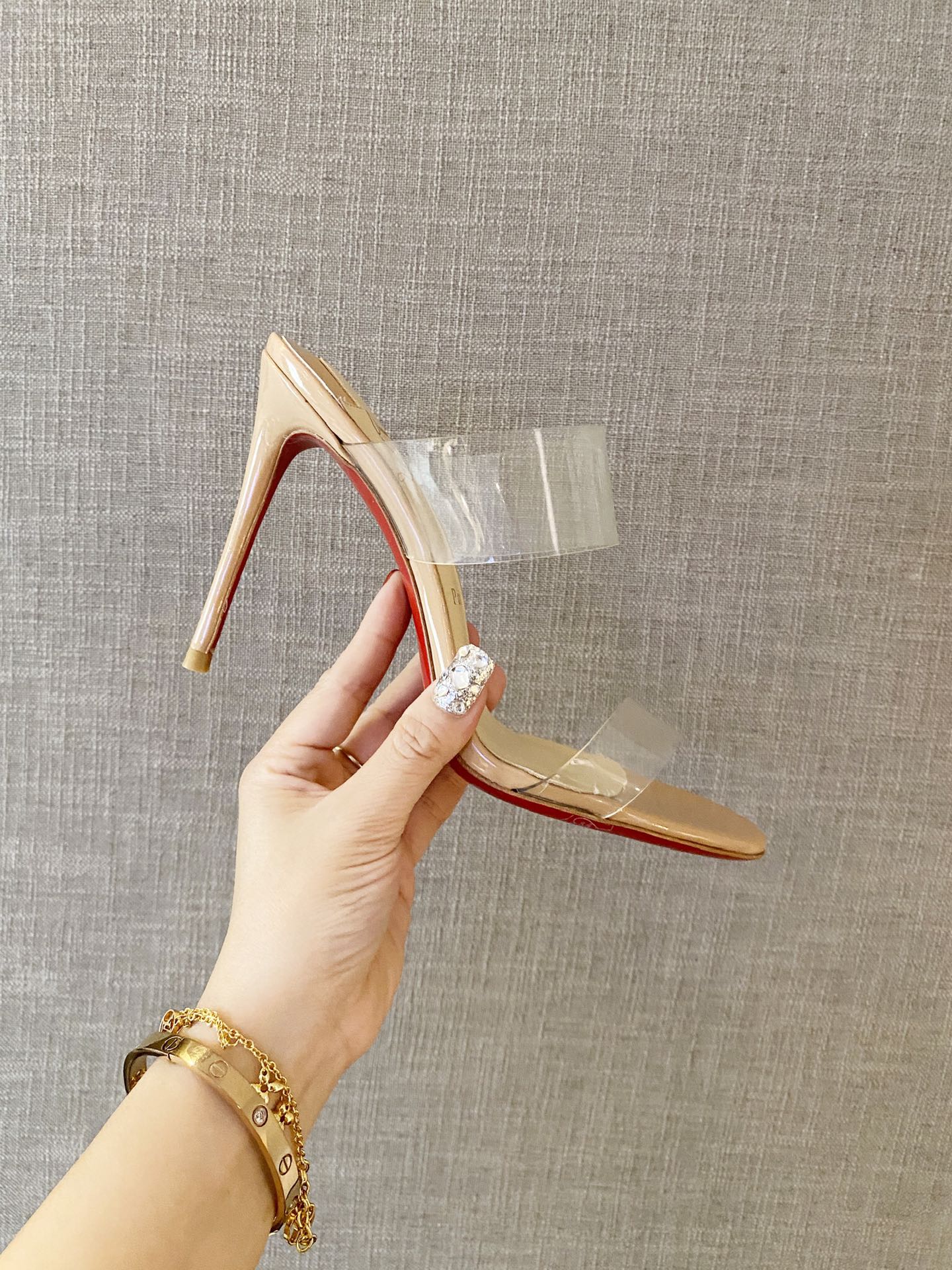 Christian Louboutin Just Nothing Sandals Beige Transparent Sheepskin