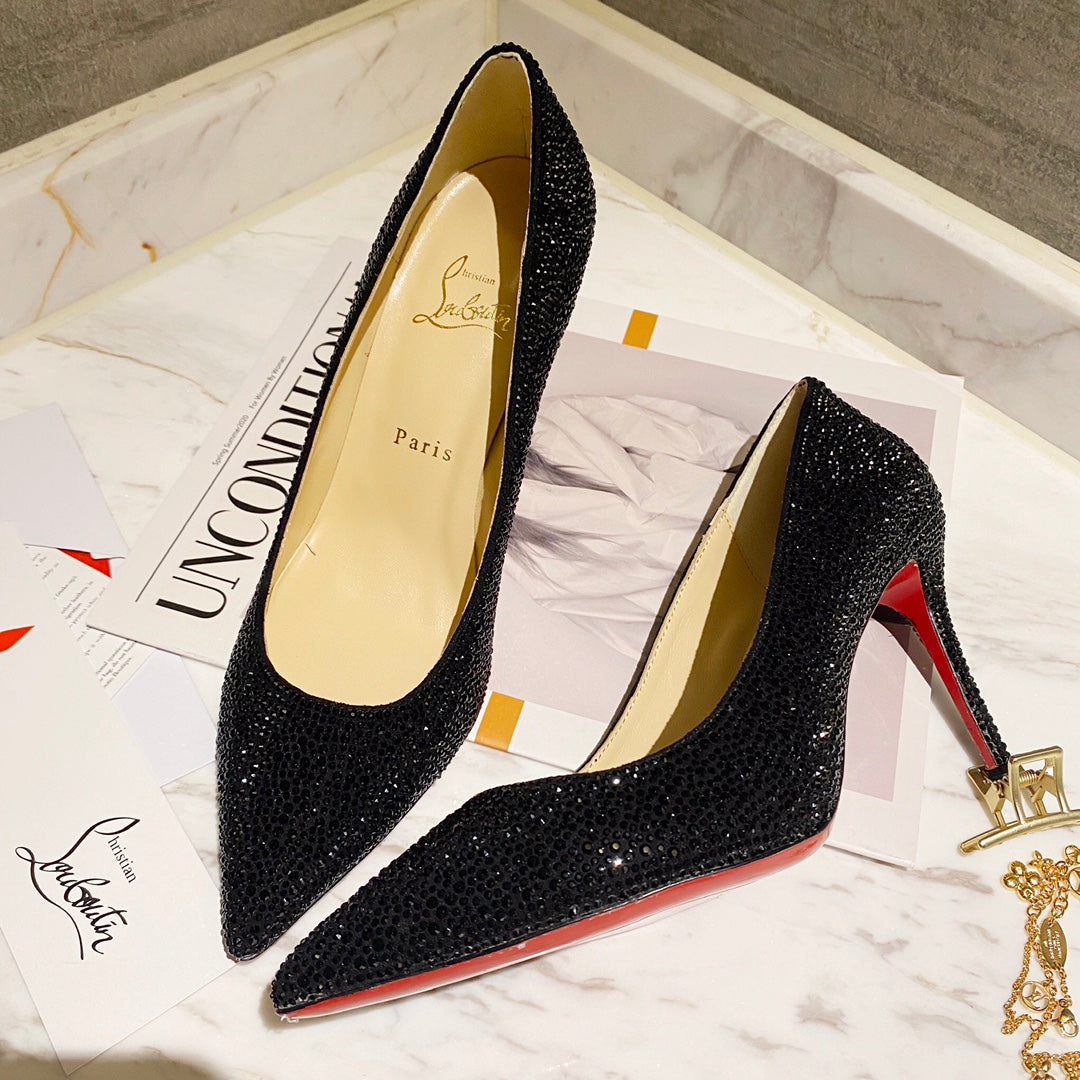 CL Pigalle Follies Pumps 100mm Crystal-embellished Black