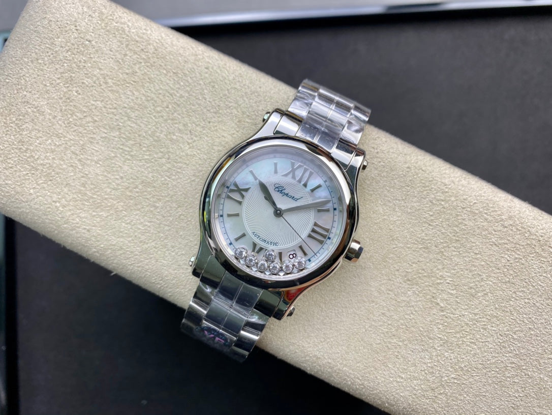 Happy Diamond Silver White Dial