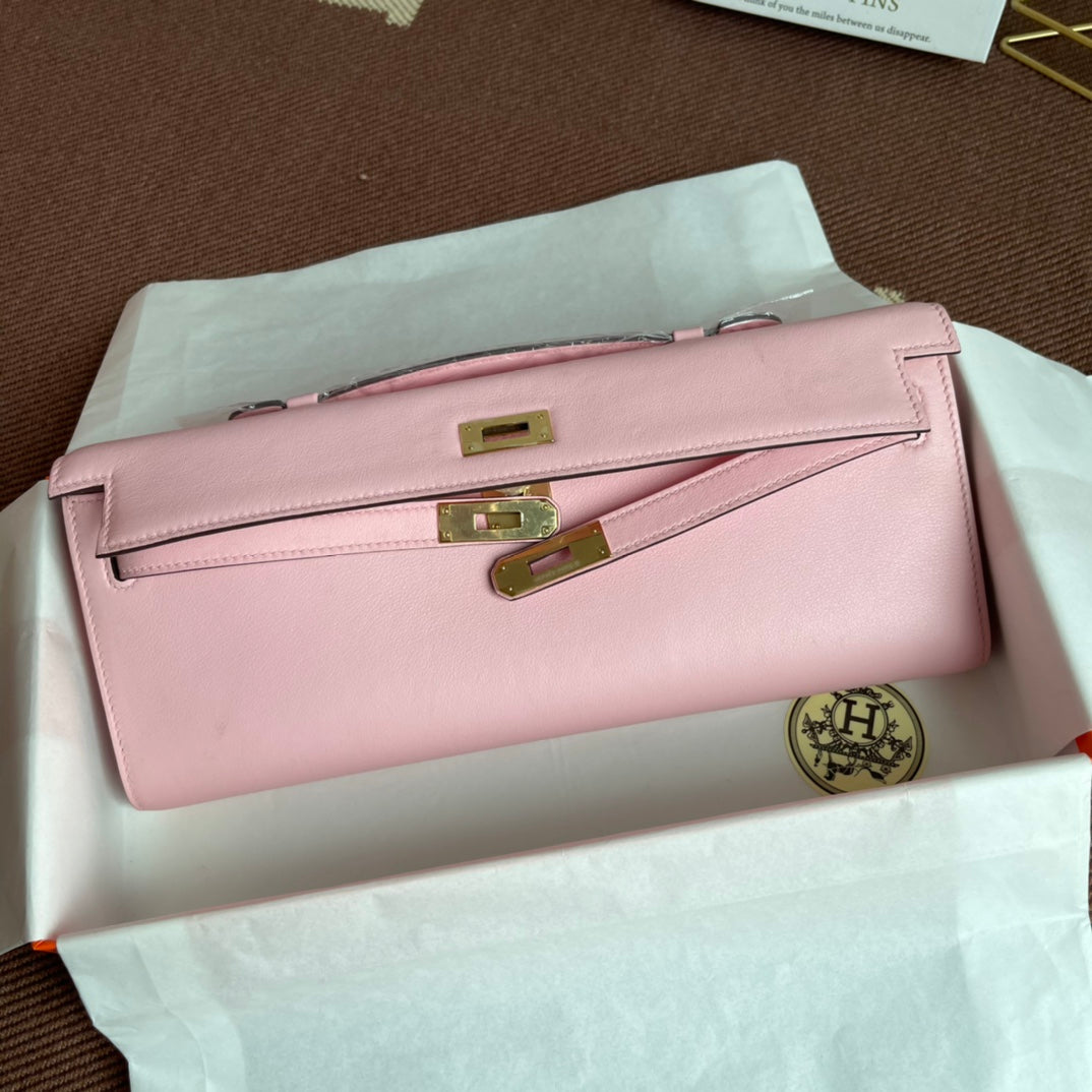 HM Kelly Cut 31cm Flamingo Swift Leather Ghw