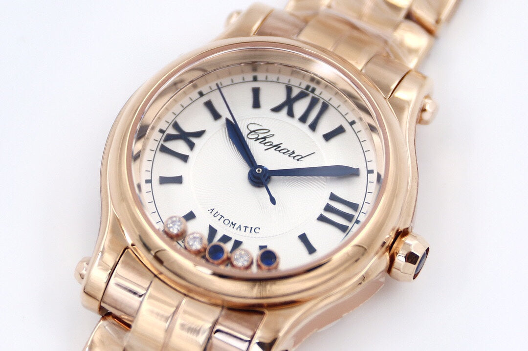 Happy Sport 36mm Pink Gold White Dial