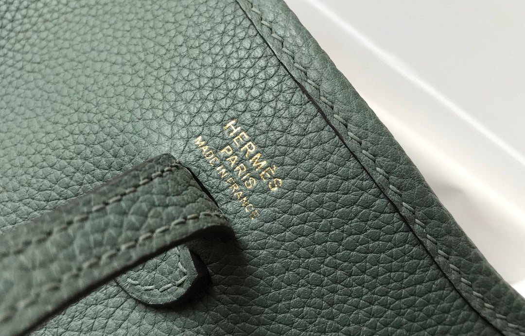 Mini Evelyne 18cm Green Grey Togo Ghw