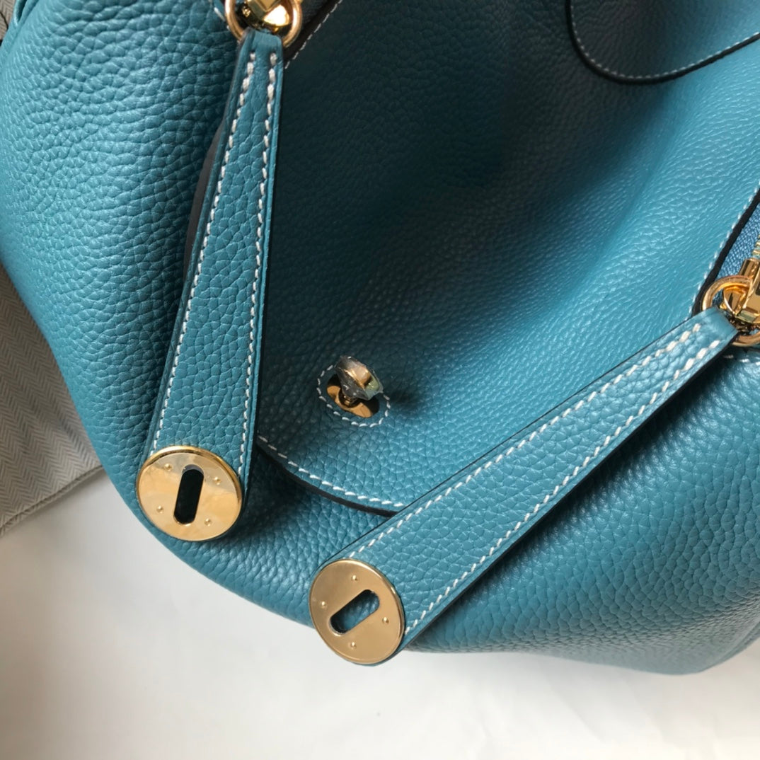 HM LINDY 26 BAG SAPPHIRE TAURILLON CLEMENCE LEATHER