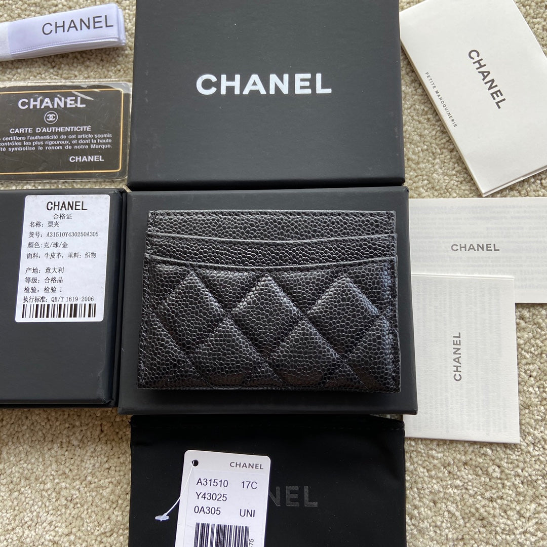 CC Classic Card Holder Black Caviar GHW 173998