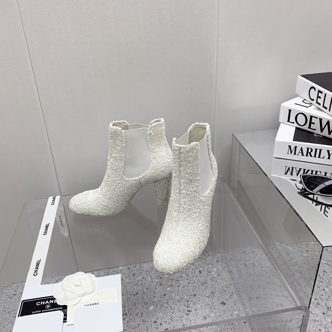 CC 26s Chelsea Boots 8cm White White Sequins 162835