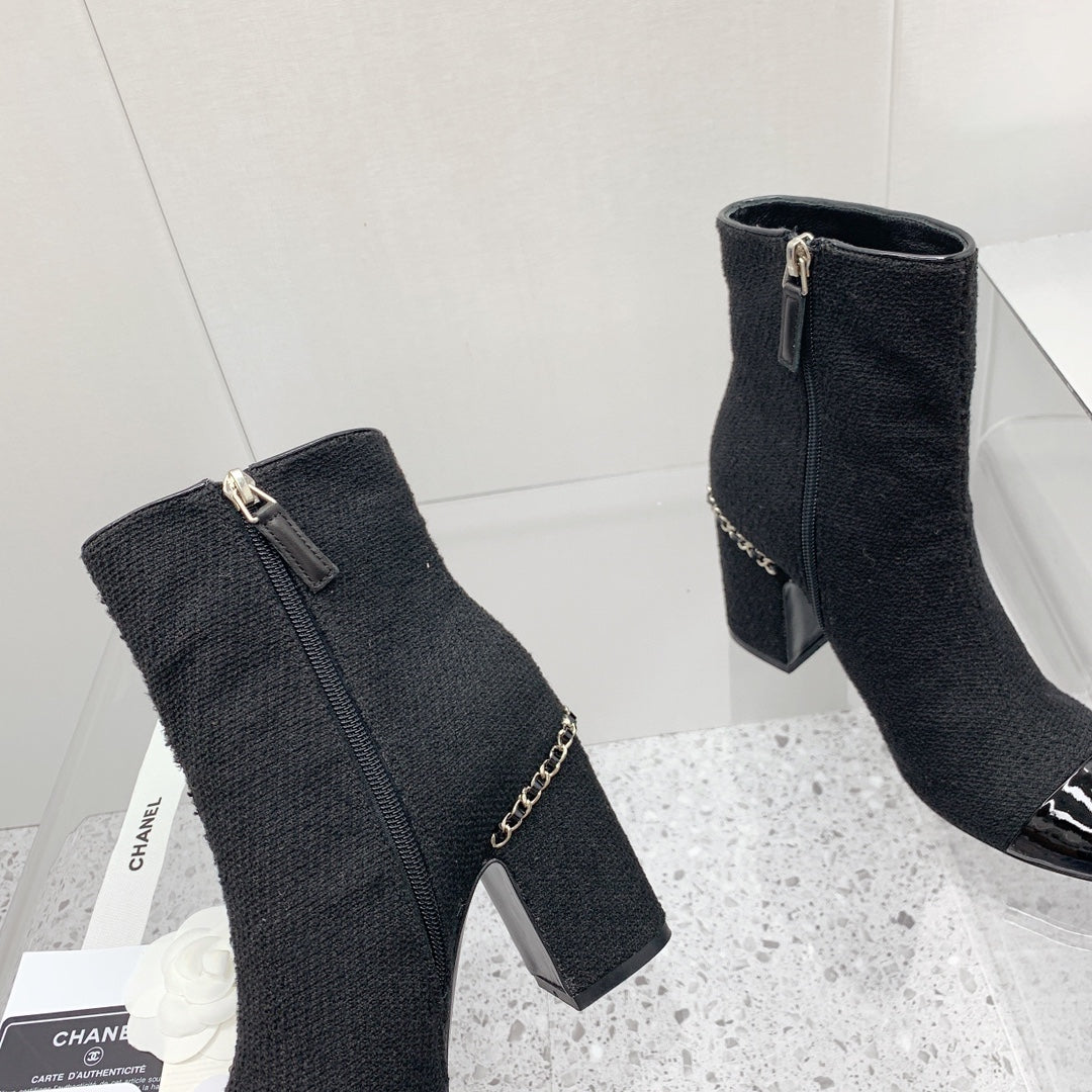 CC 26s Ankle Boots 8cm Black White Tweed 162842