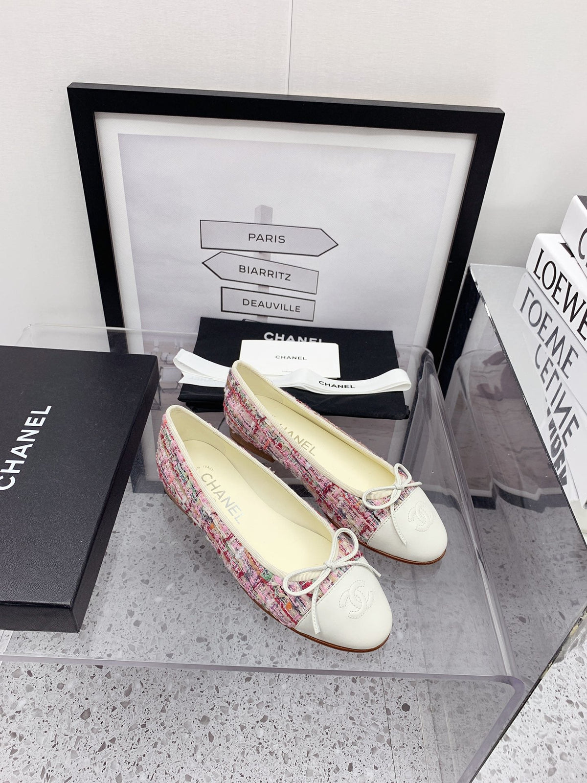 CC 2026 Logo Ballet Flats Pink Tweed 161609