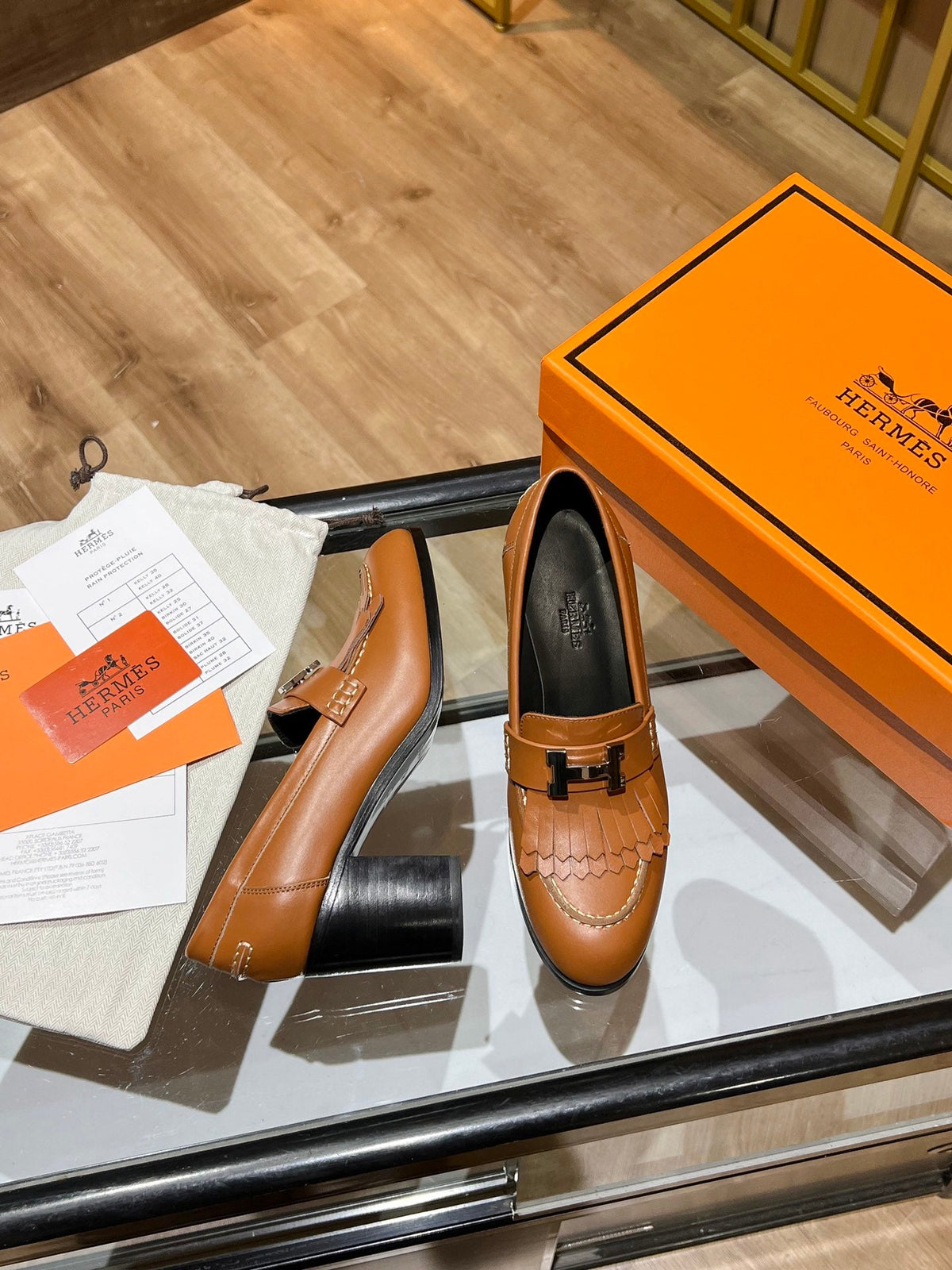 HM 26s Elysee Loafers 7cm Tan Leather 149083