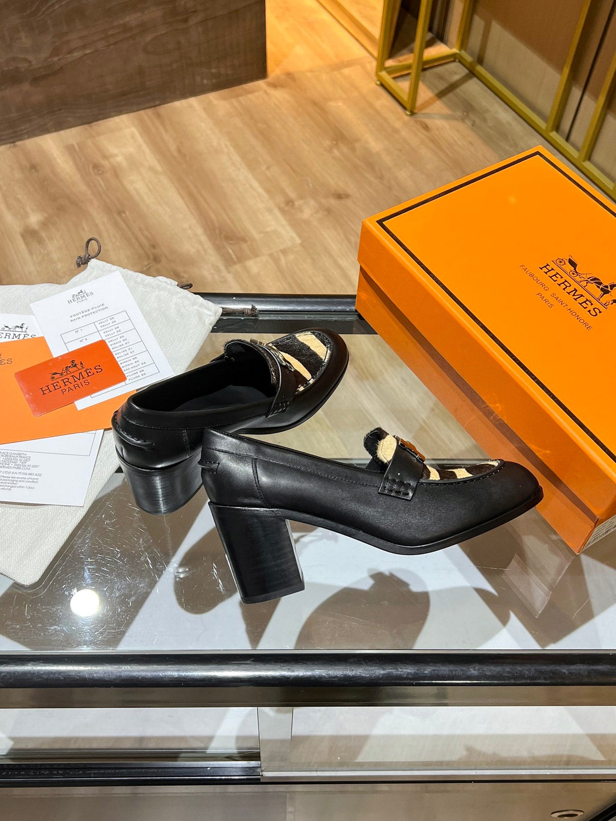 HM 26s Dauphine Loafers 7cm Black Pony Hair 149085