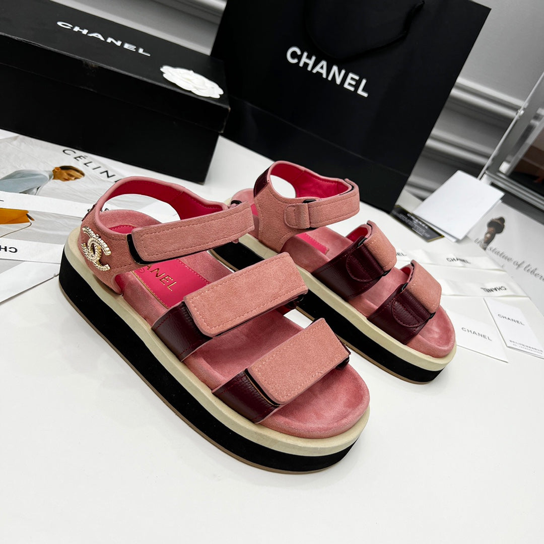 CC 26s Dad Sandal Light Pink Burgundy Leather Suede 867664