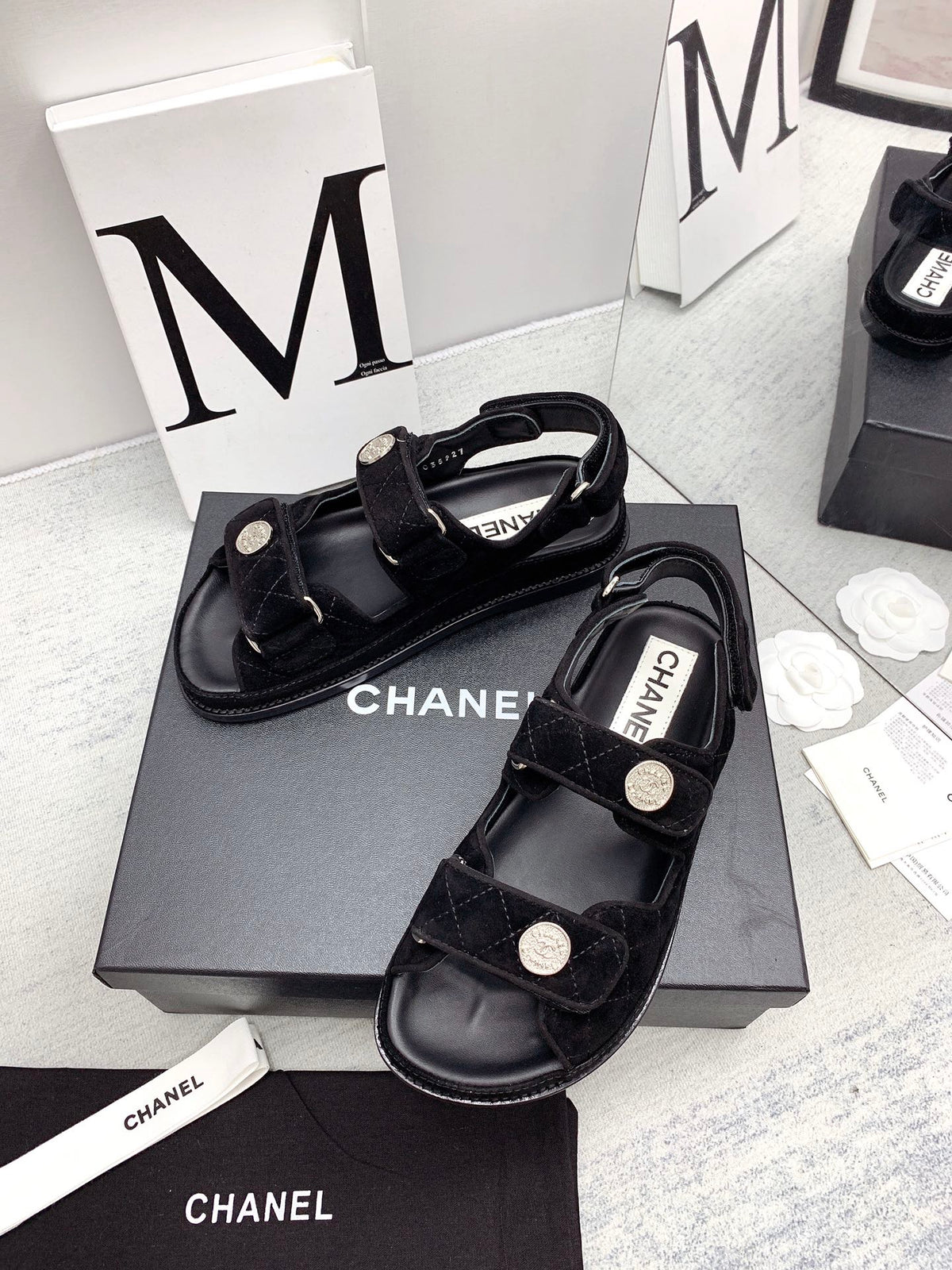 CC 2026 Logo Dad Sandals Black Suede 161744