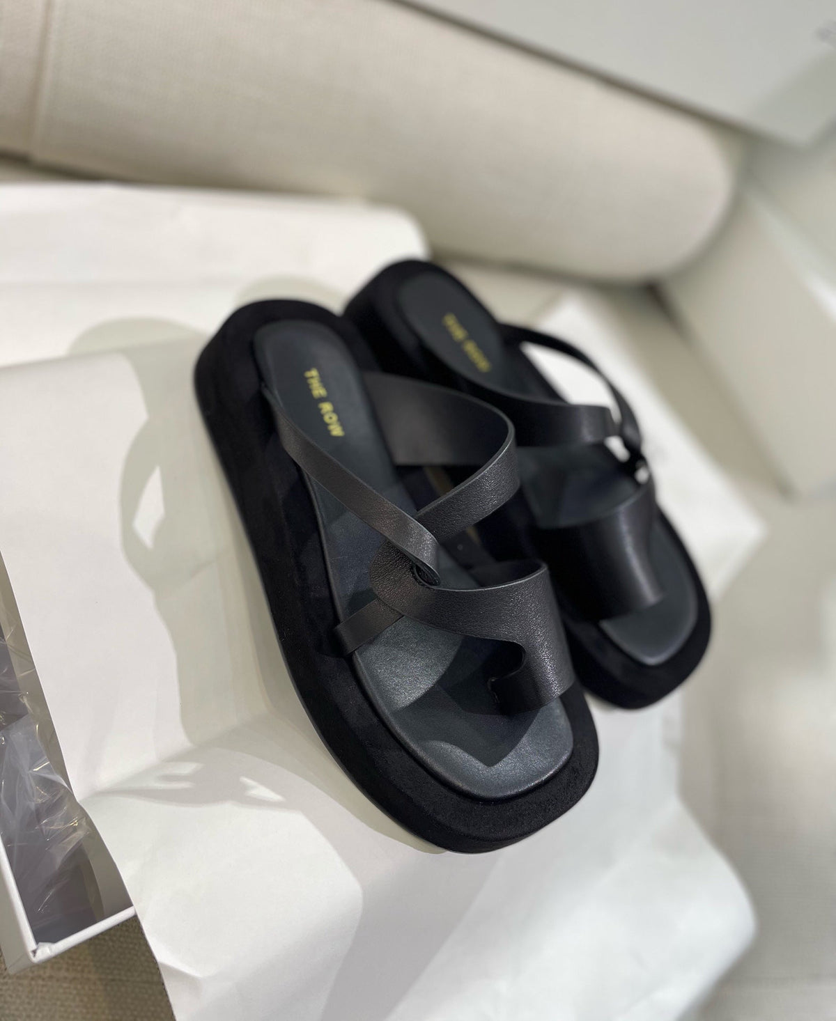 The Row 26s Ginza Sandals Black Smooth Leather 156124