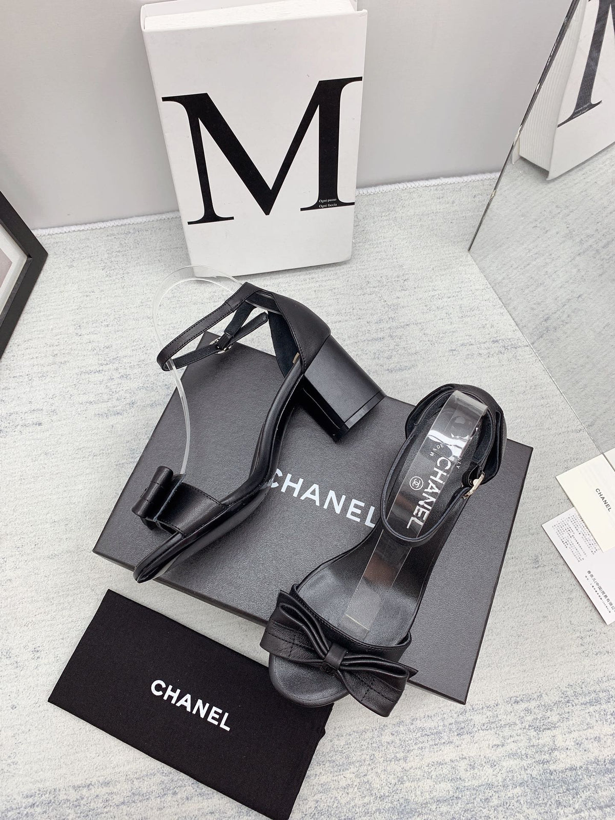 CC 26s Ankle Strap Sandals 6cm Black Leather 163414