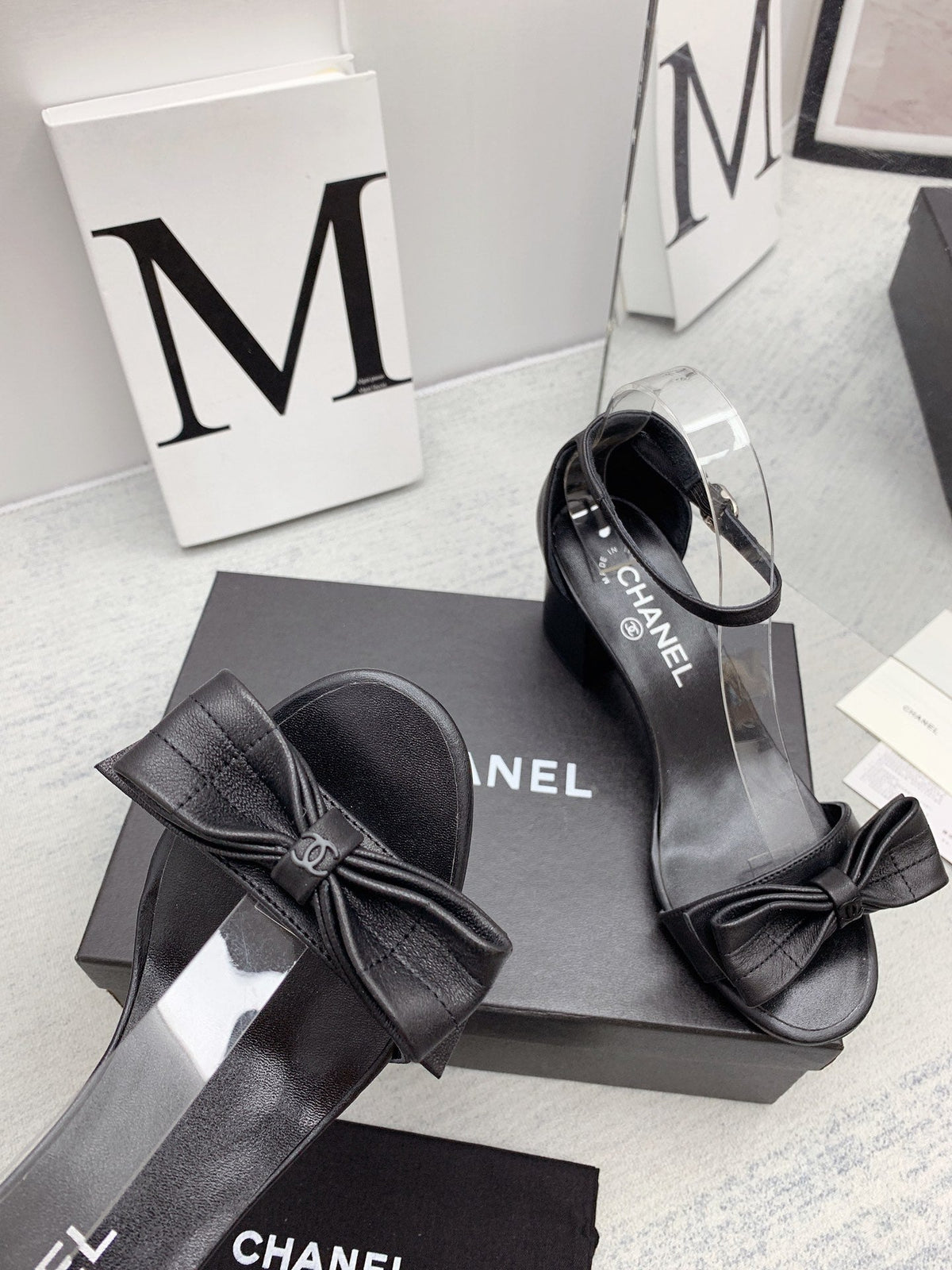 CC 26s Ankle Strap Sandals 6cm Black Leather 163414