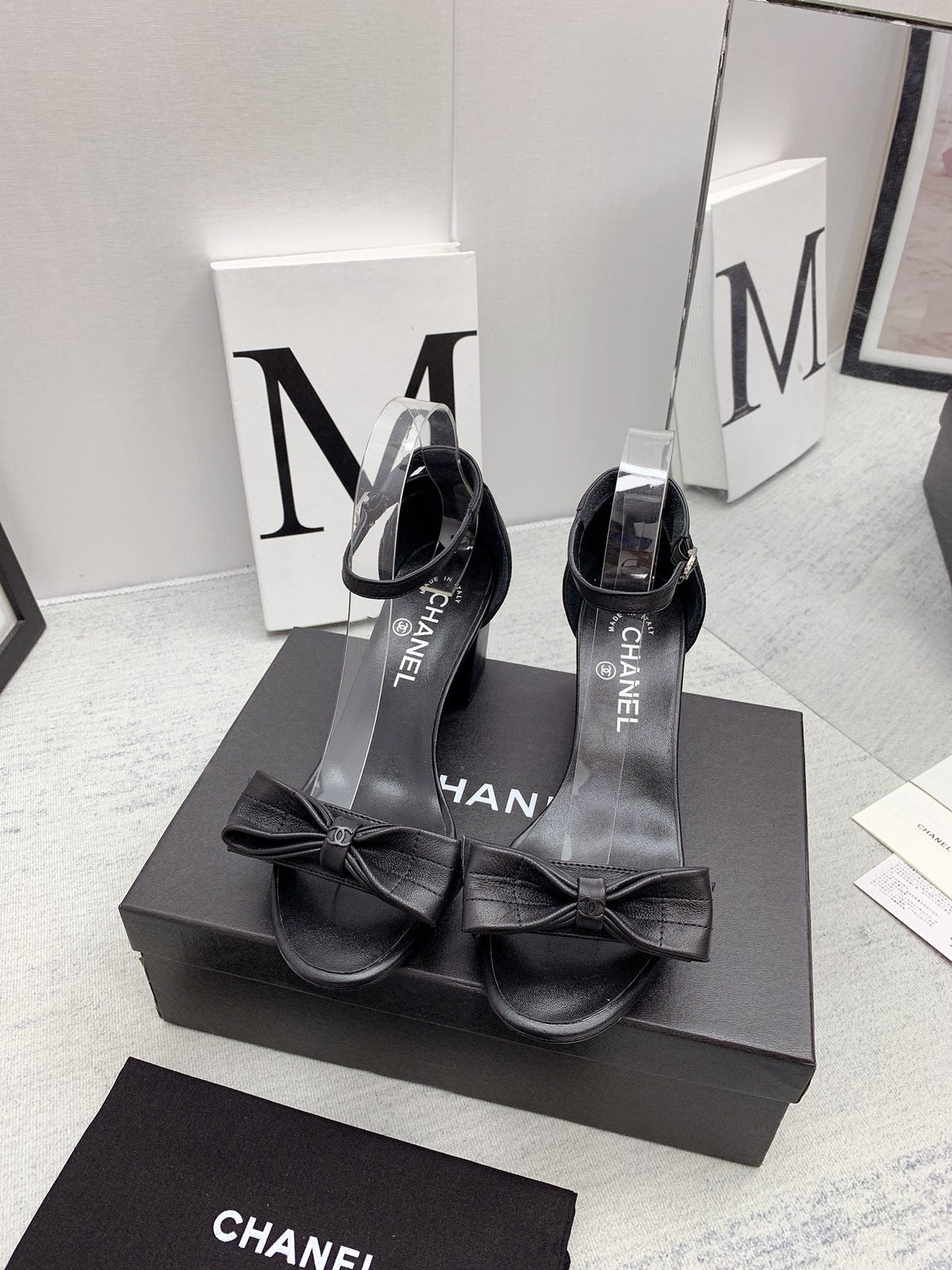 CC 26s Ankle Strap Sandals 6cm Black Leather 163414