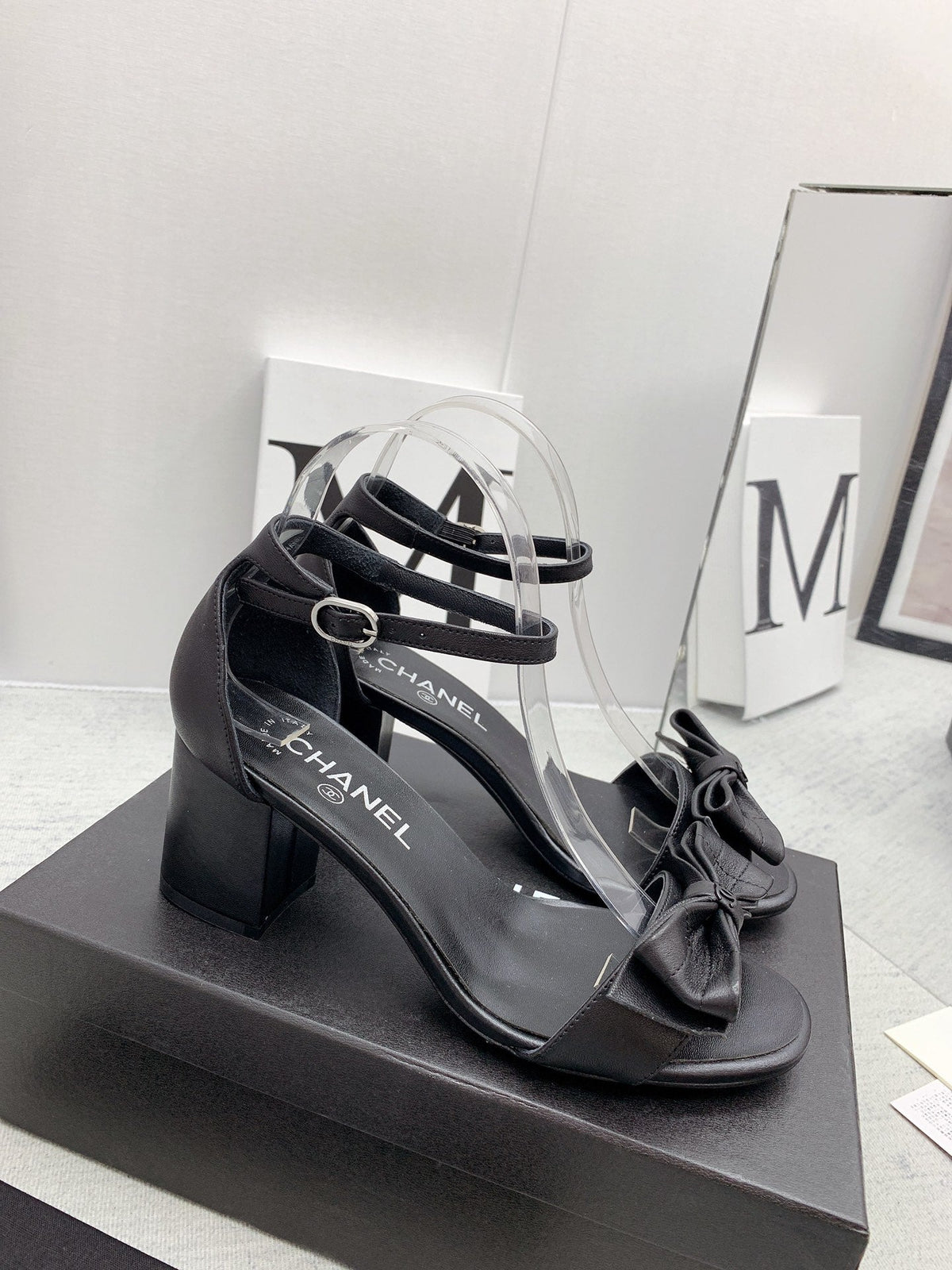 CC 26s Ankle Strap Sandals 6cm Black Leather 163414