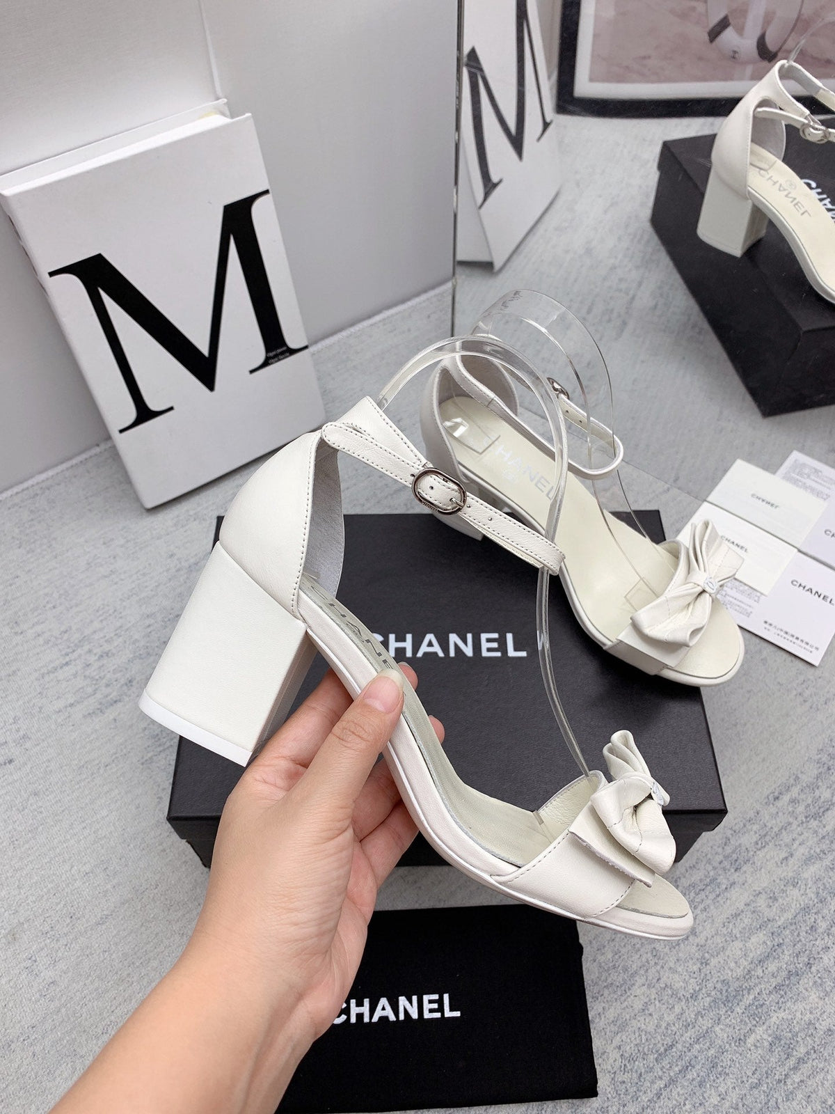 CC 26s Ankle Strap Sandals 6cm White Leather 163411