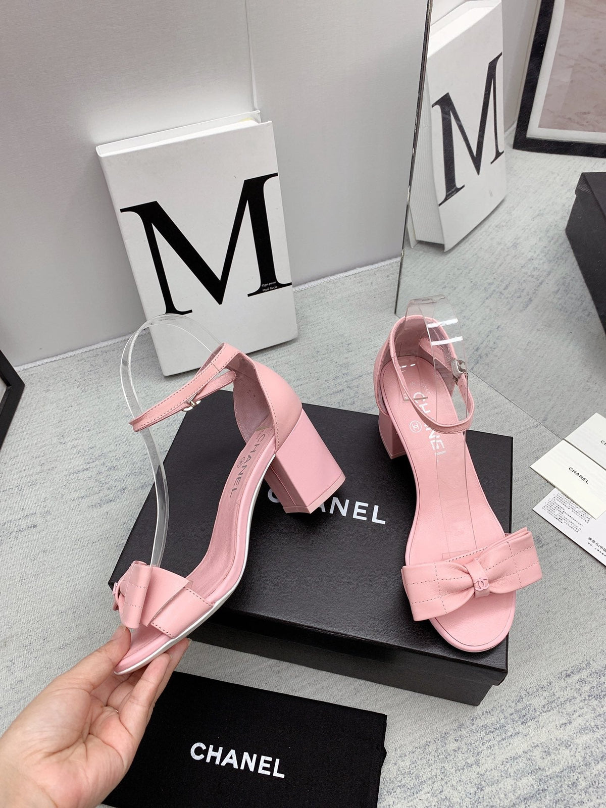 CC 26s Ankle Strap Sandals 6cm Pink Leather 163410