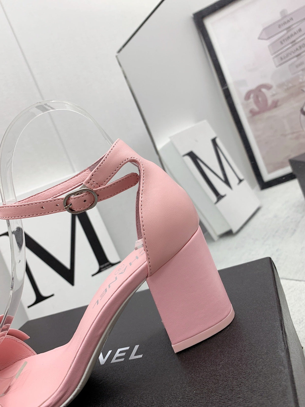CC 26s Ankle Strap Sandals 6cm Pink Leather 163410