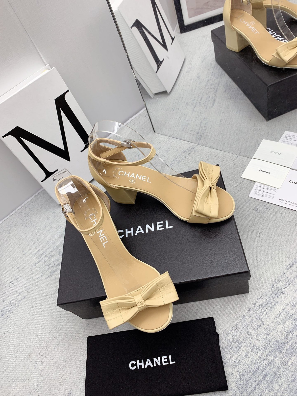 CC 26s Ankle Strap Sandals 6cm Beige Leather 163409