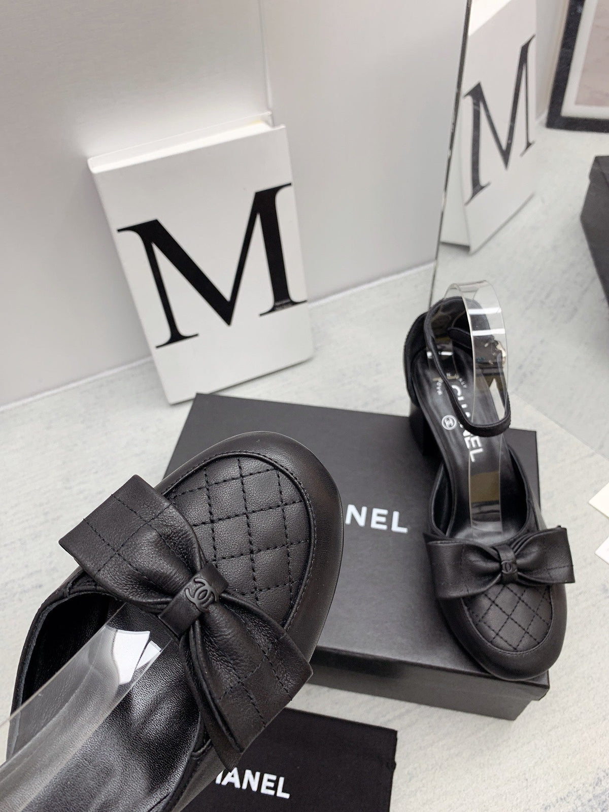 CC 26s Ankle Strap Heels 6cm Black Leather 163418