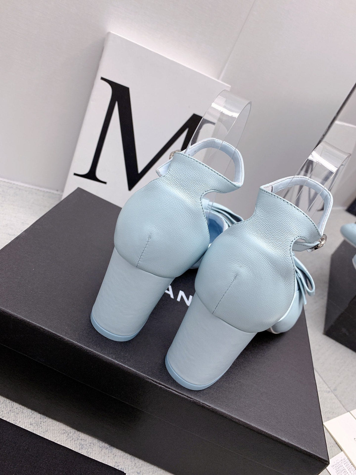 CC 26s Ankle Strap Heels 6cm Light Blue Leather 163413