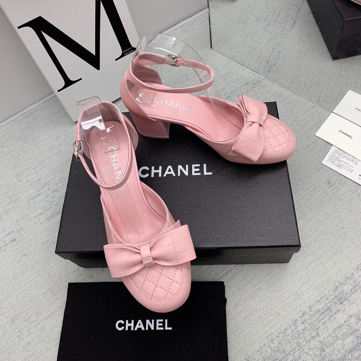 CC 26s Ankle Strap Heels 6cm Pink Leather 163415