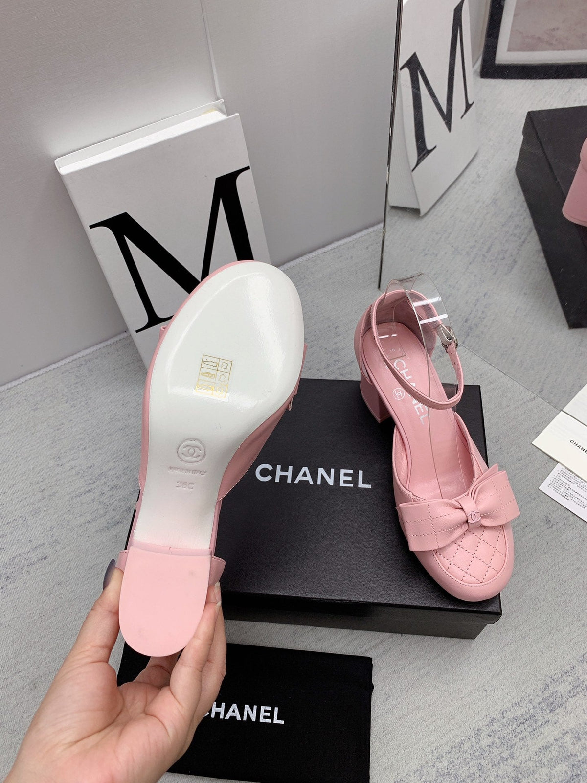 CC 26s Ankle Strap Heels 6cm Pink Leather 163415