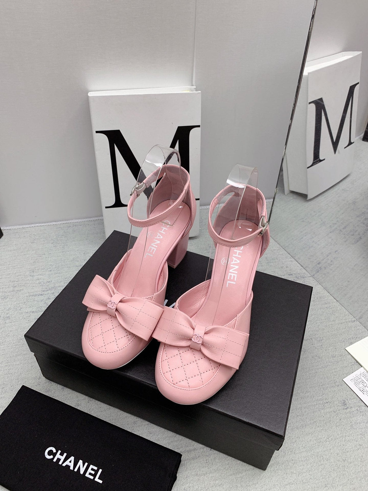 CC 26s Ankle Strap Heels 6cm Pink Leather 163415