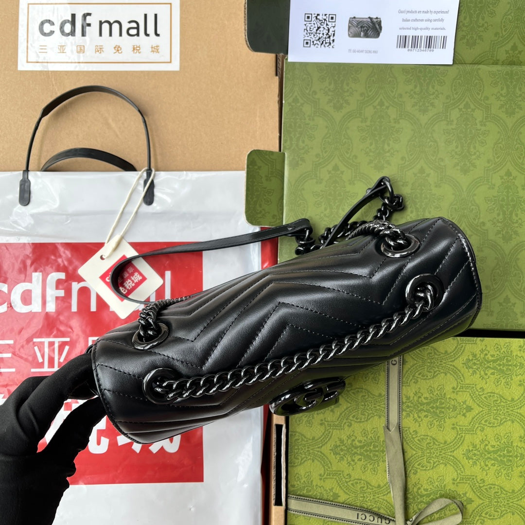 gg marmont 26cm all black calfskin
