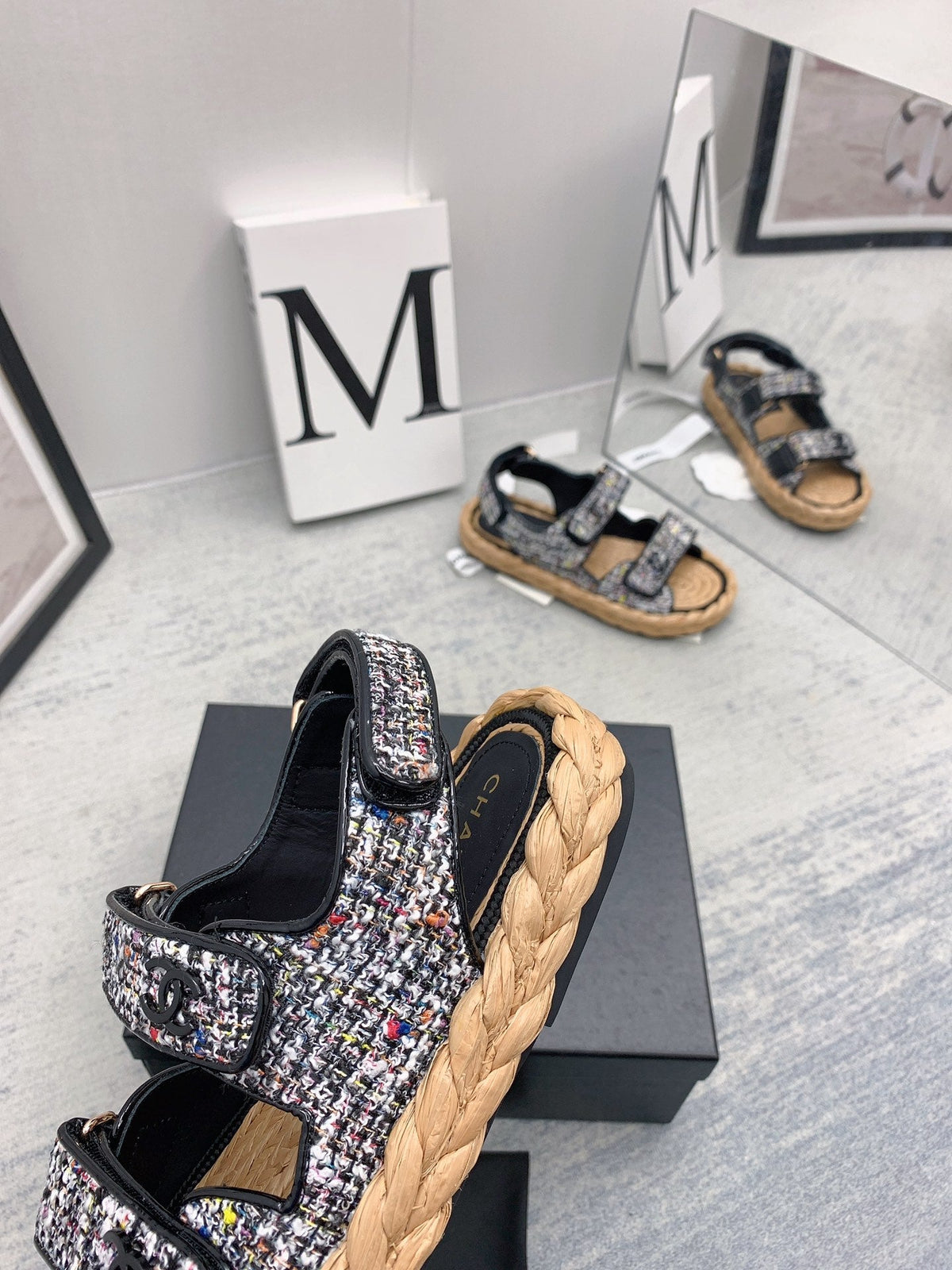 CC 26s Dad Sandals Black Tweed Cord 160039