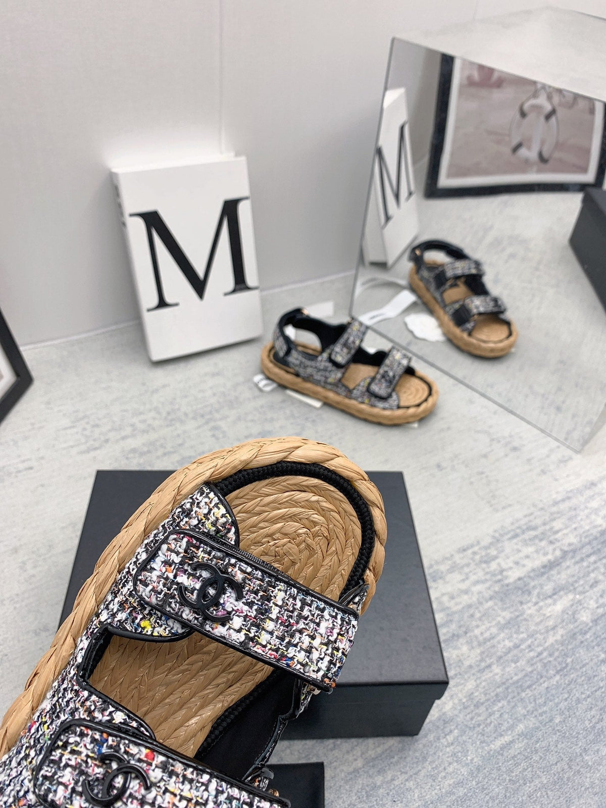CC 26s Dad Sandals Black Tweed Cord 160039