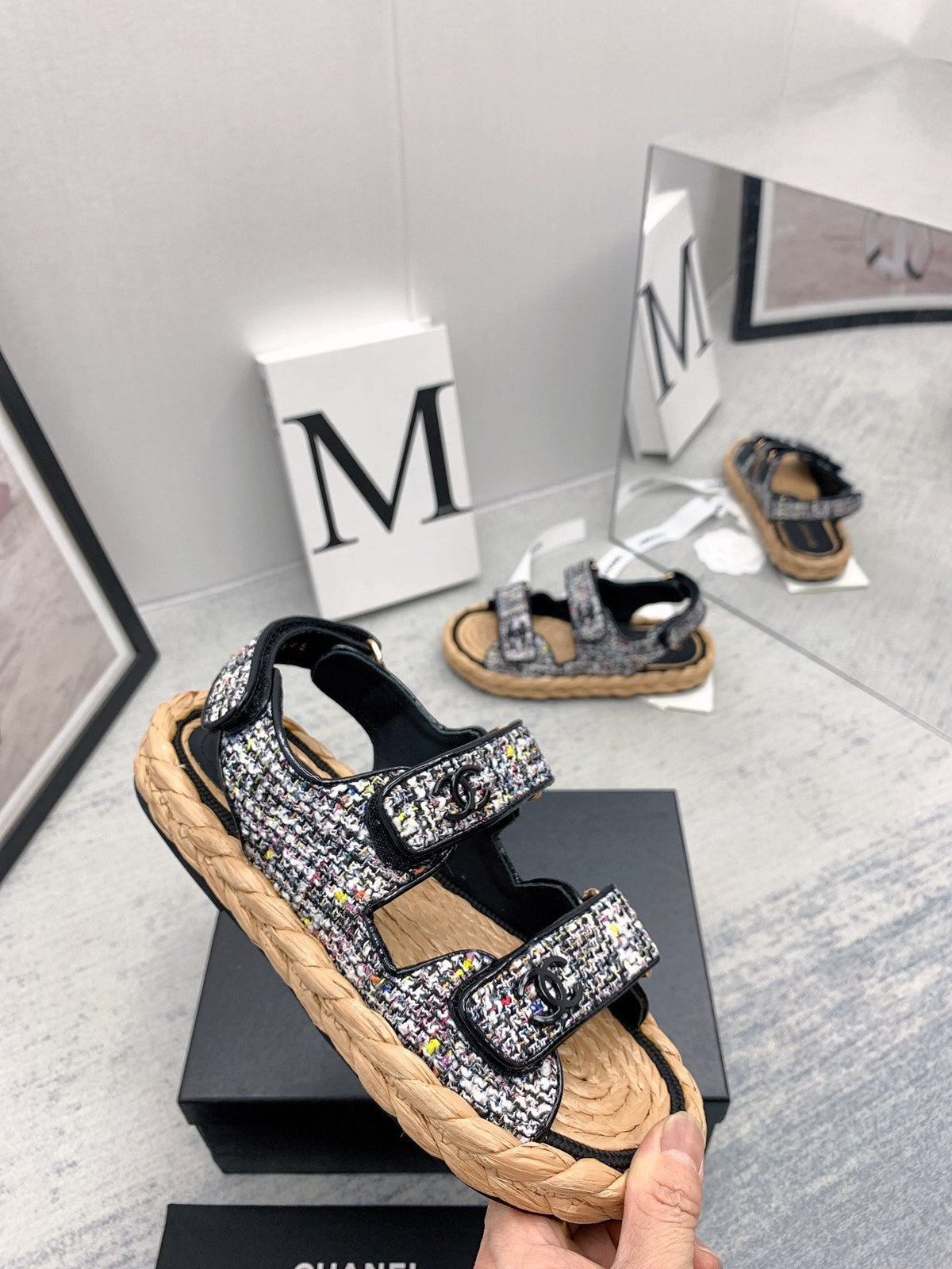 CC 26s Dad Sandals Black Tweed Cord 160039