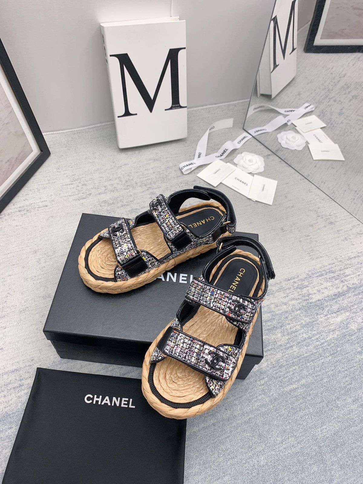 CC 26s Dad Sandals Black Tweed Cord 160039
