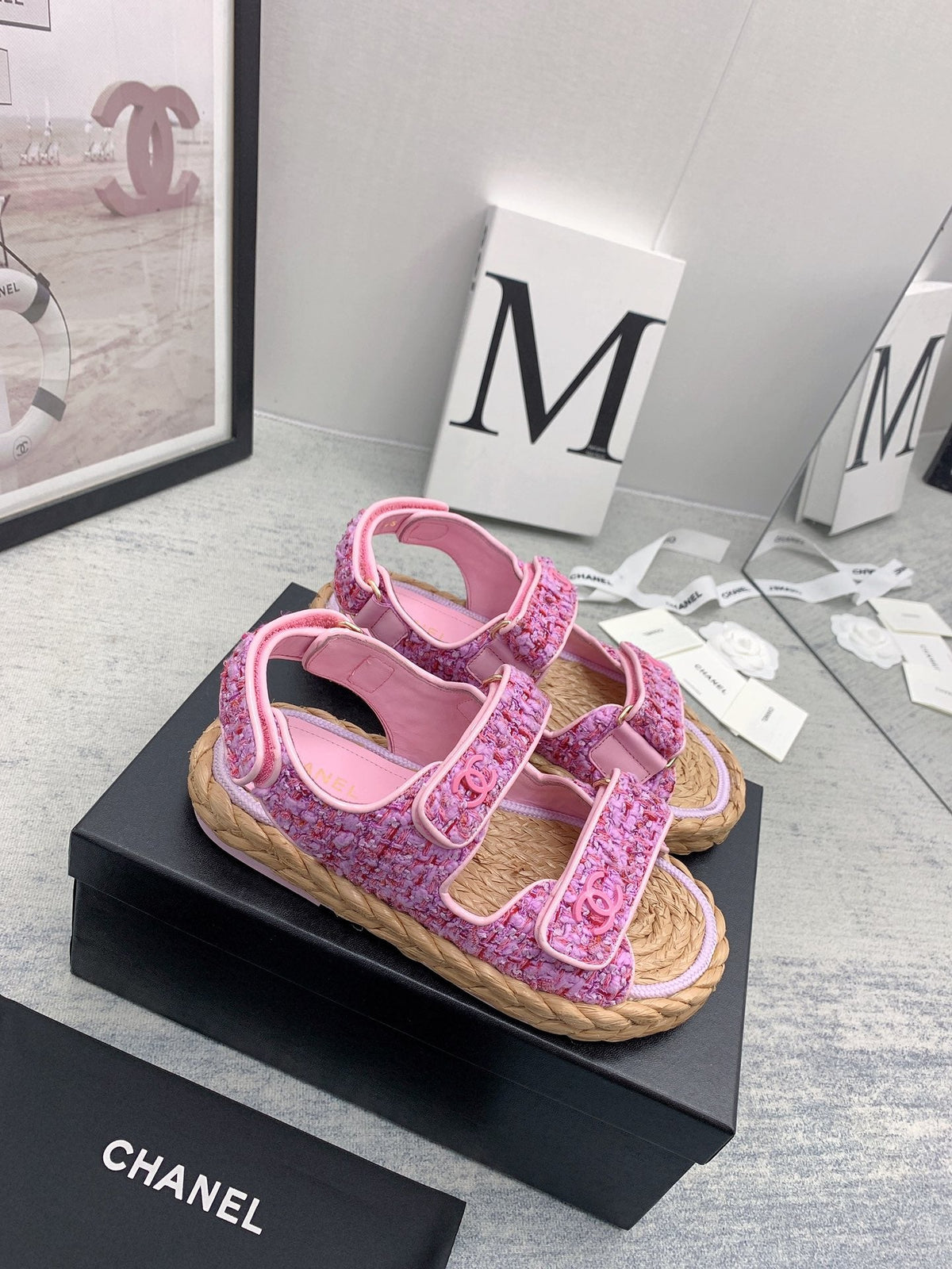 CC 26s Dad Sandals Pink Tweed Cord 160040