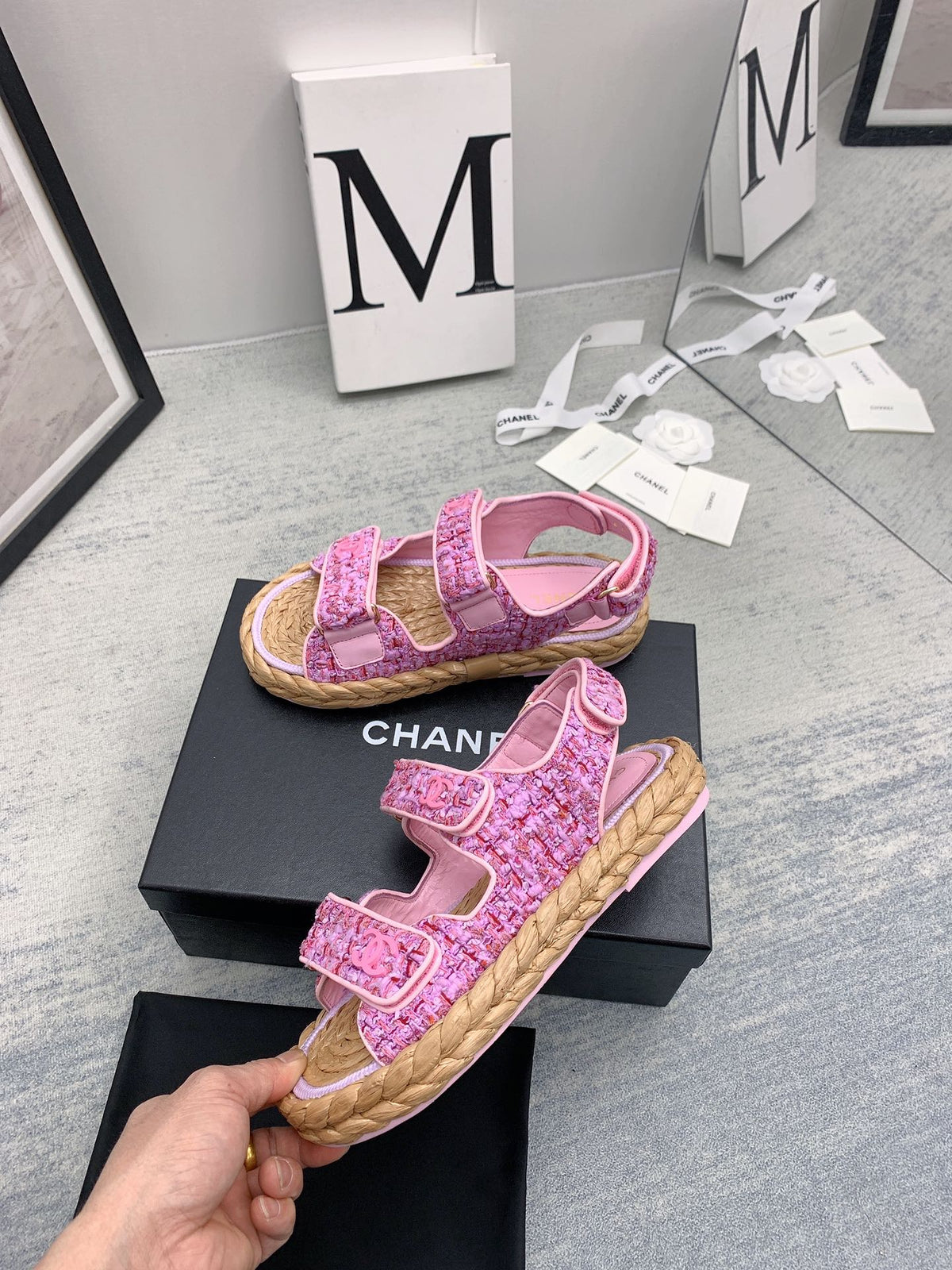 CC 26s Dad Sandals Pink Tweed Cord 160040