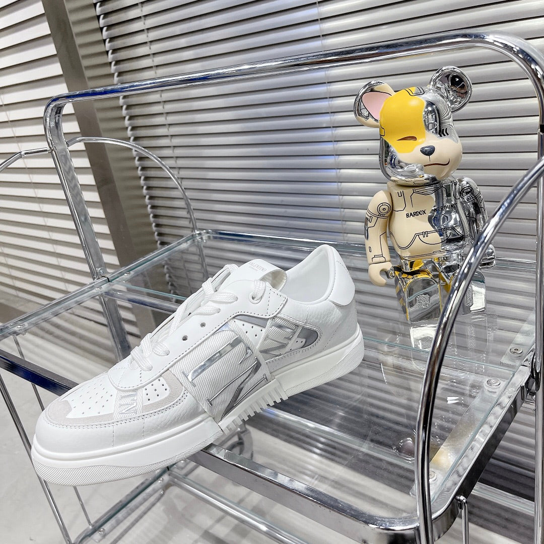 Valenti Low Top VL7N White Mix Grey Calfskin And Canvas 993731