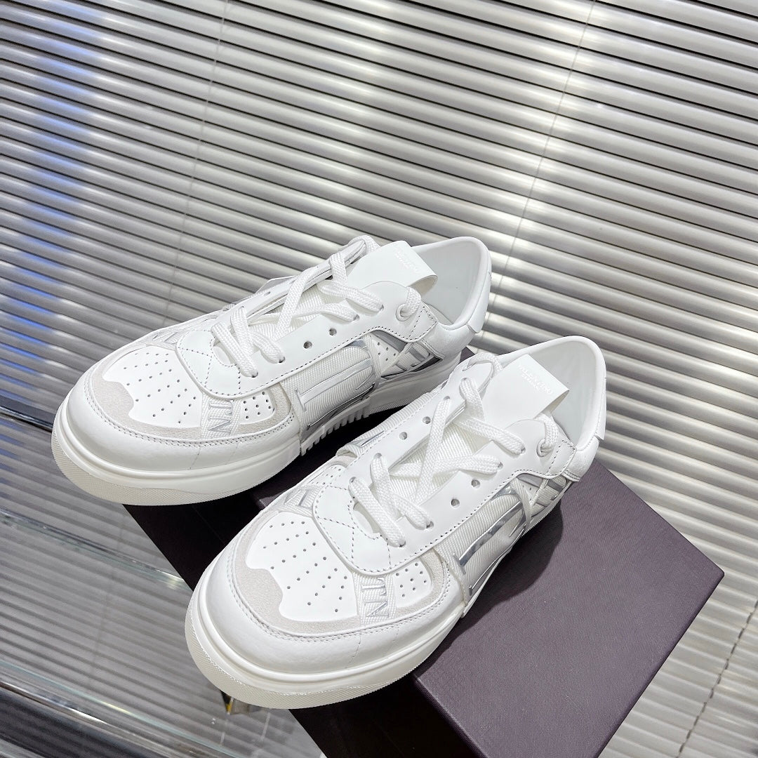 Valenti Low Top VL7N White Mix Grey Calfskin And Canvas 993731