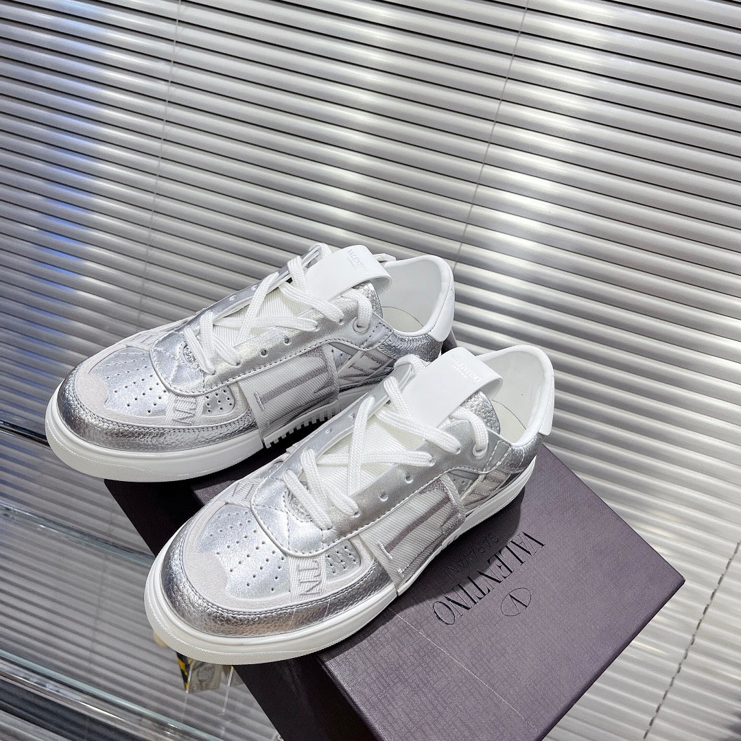 Valenti Low Top VL7N Grey Sliver Calfskin And Canvas 993735