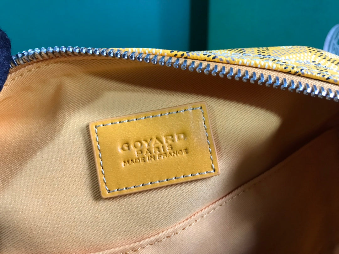 Goyard Bowling 25 Toiletry Bag Yellow Canvas & Calfskin