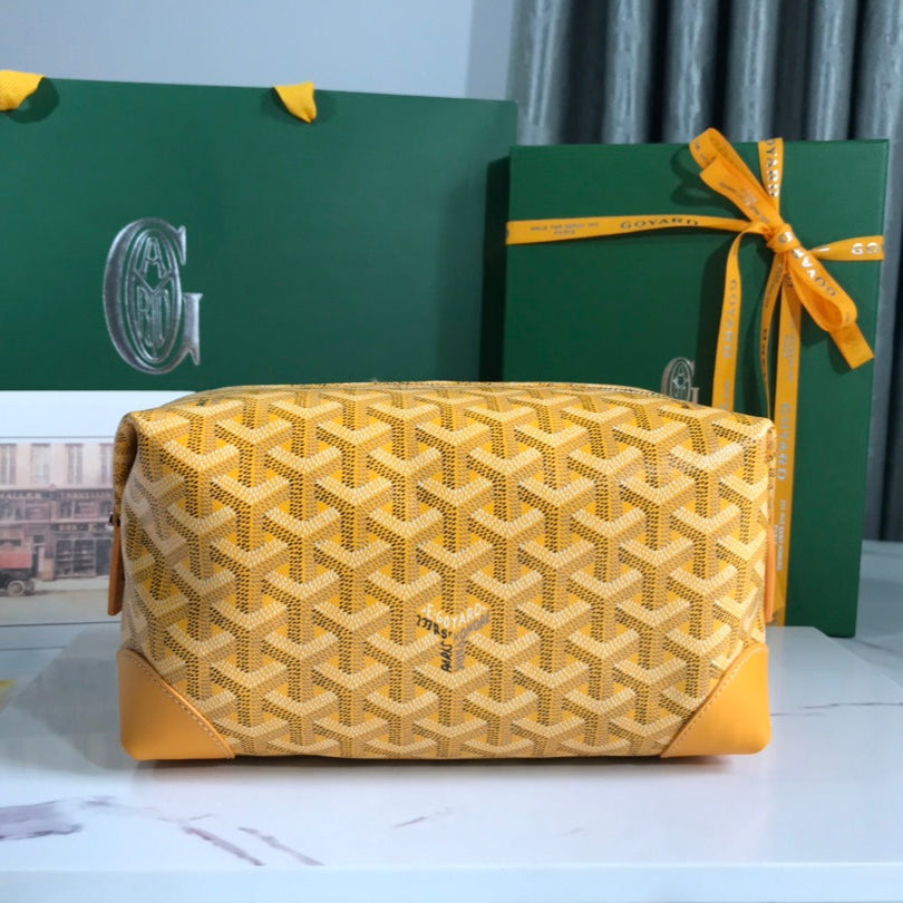 Goyard Bowling 25 Toiletry Bag Yellow Canvas & Calfskin