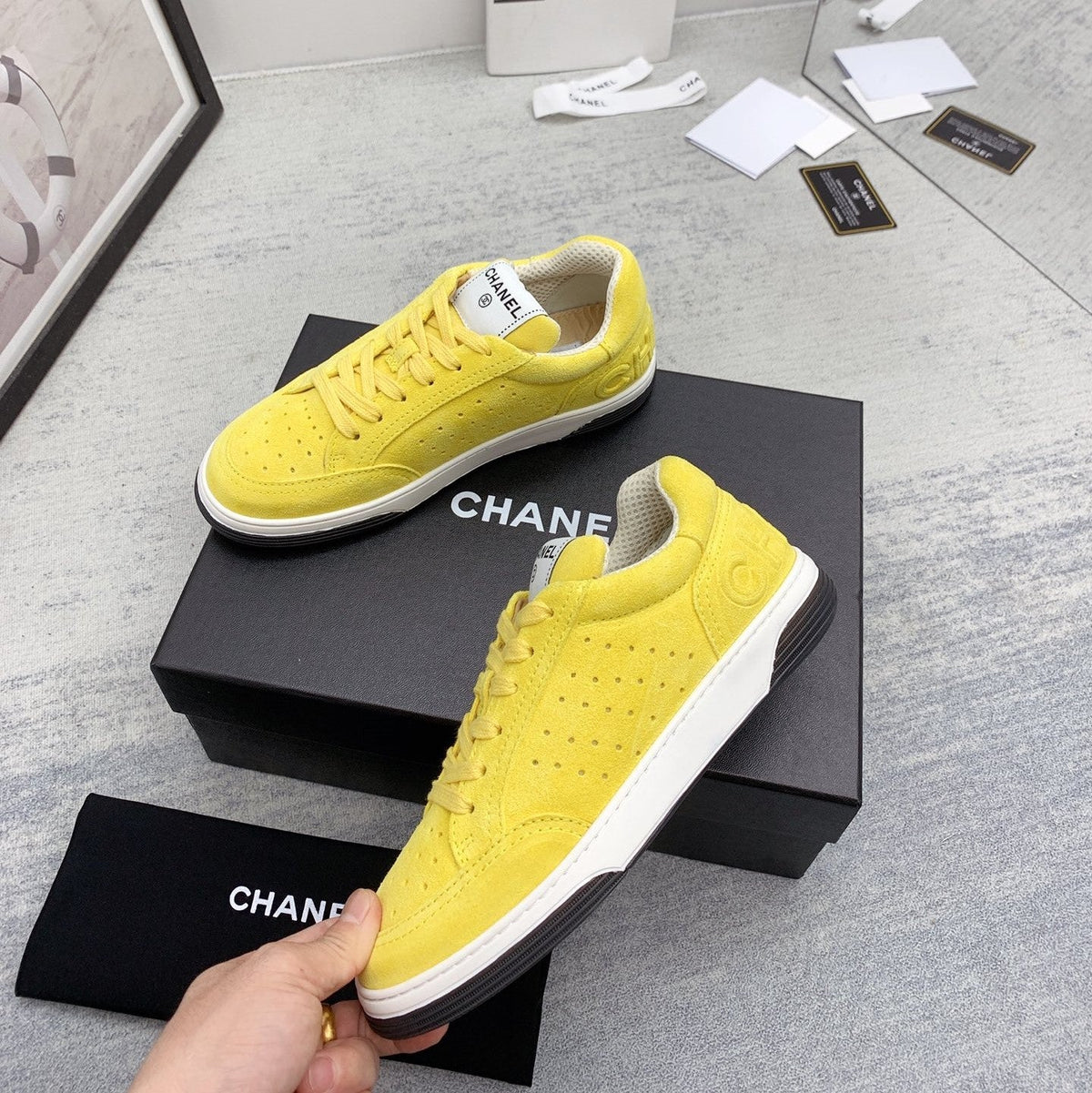 CC 26s Low Top Sneakers Yellow Suede Leather 160063