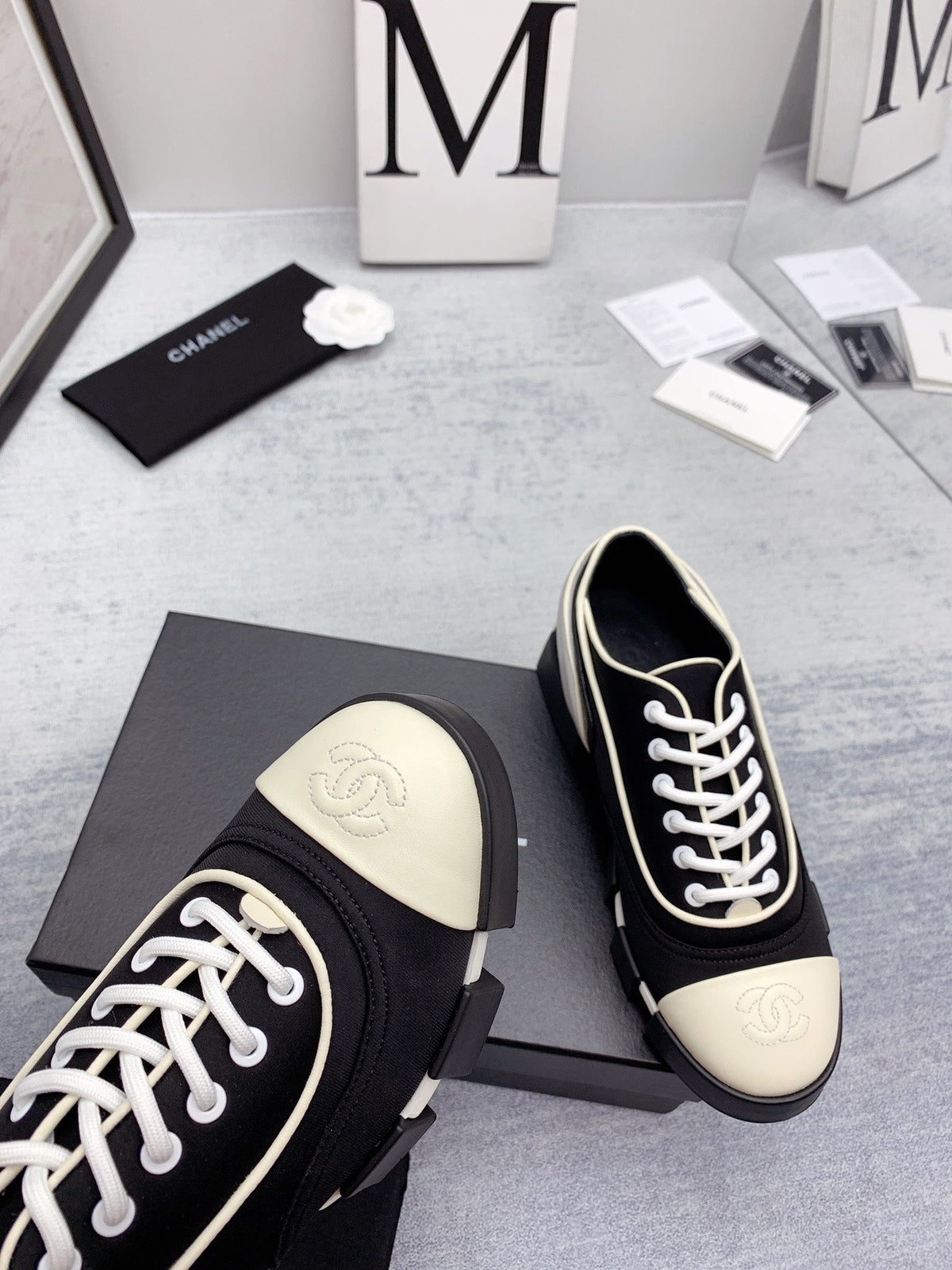 CC 26s Low Top Sneakers 4cm Black White Canvas 162989