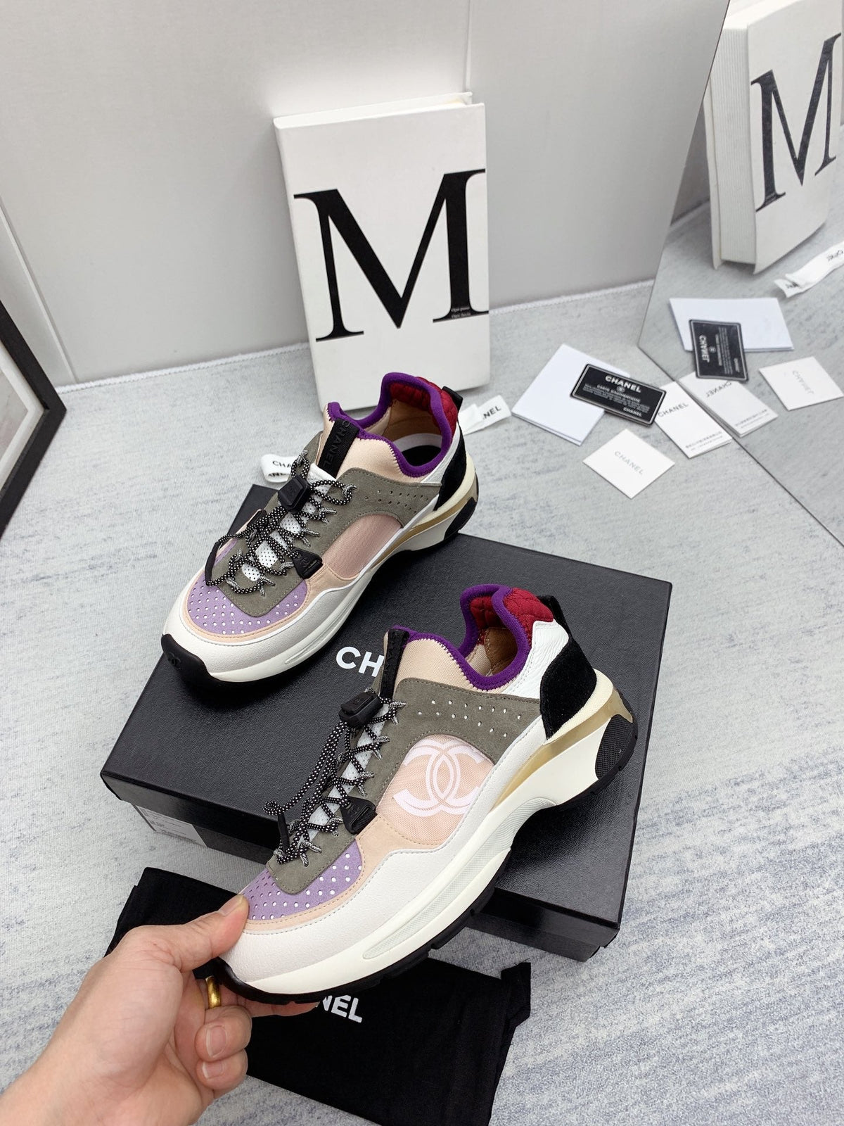 CC 26s Multicolor Sneakers Purple Pink Khaki Calfskin Mesh 160119