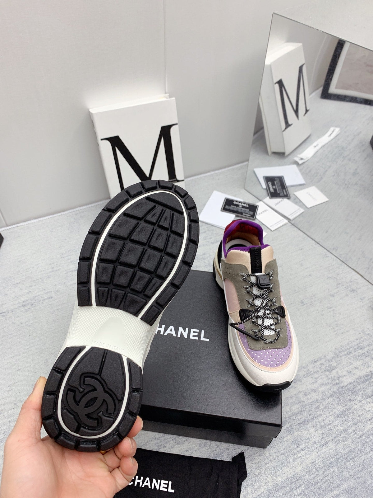 CC 26s Multicolor Sneakers Purple Pink Khaki Calfskin Mesh 160119