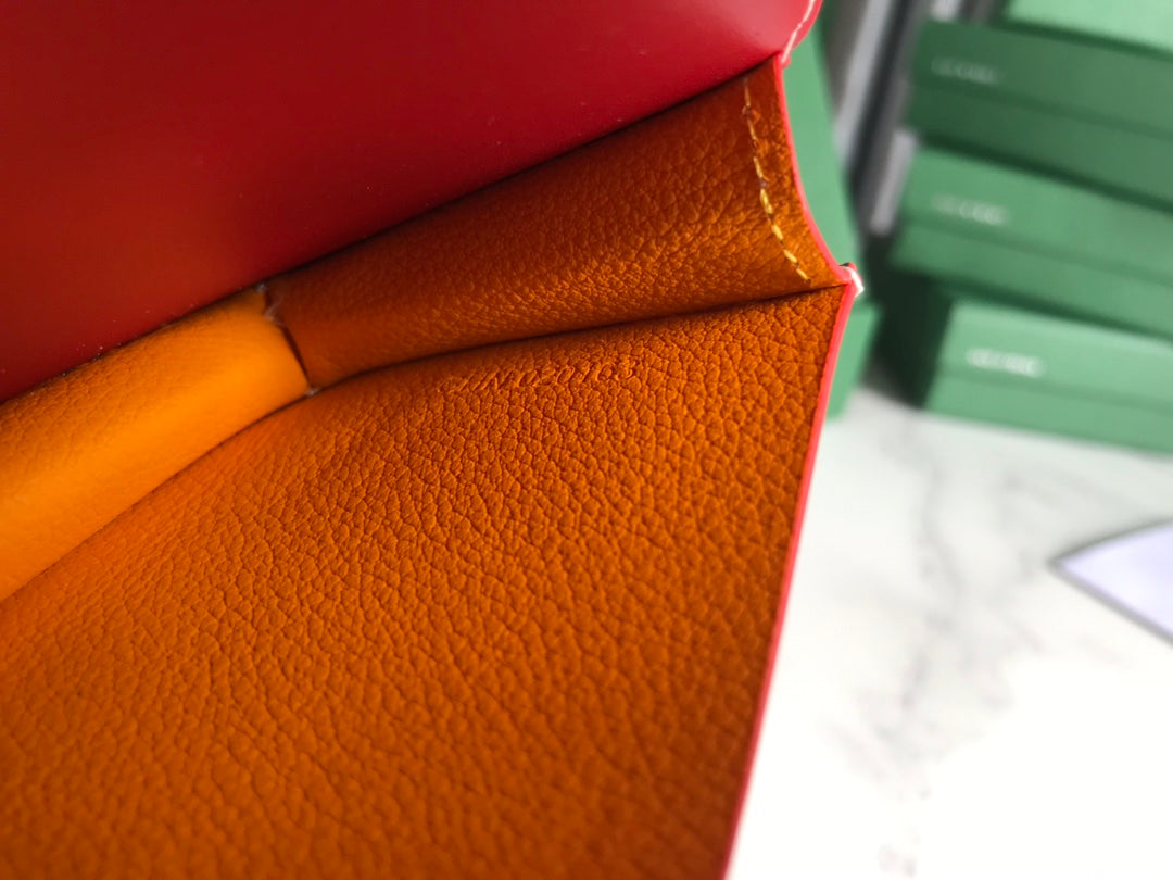 Goyard Malesherbes Card Wallet 10cm Red Canvas & Calfskin