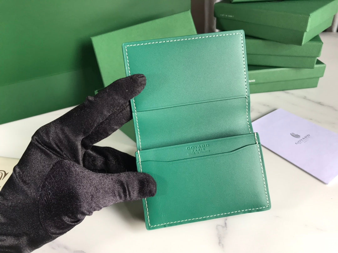 Goyard Malesherbes Card Wallet 10cm Green Canvas & Calfskin