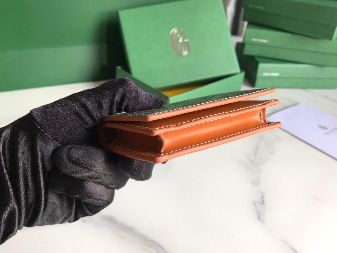 Goyard Malesherbes Card Wallet 10cm Black Tan Canvas & Calfskin
