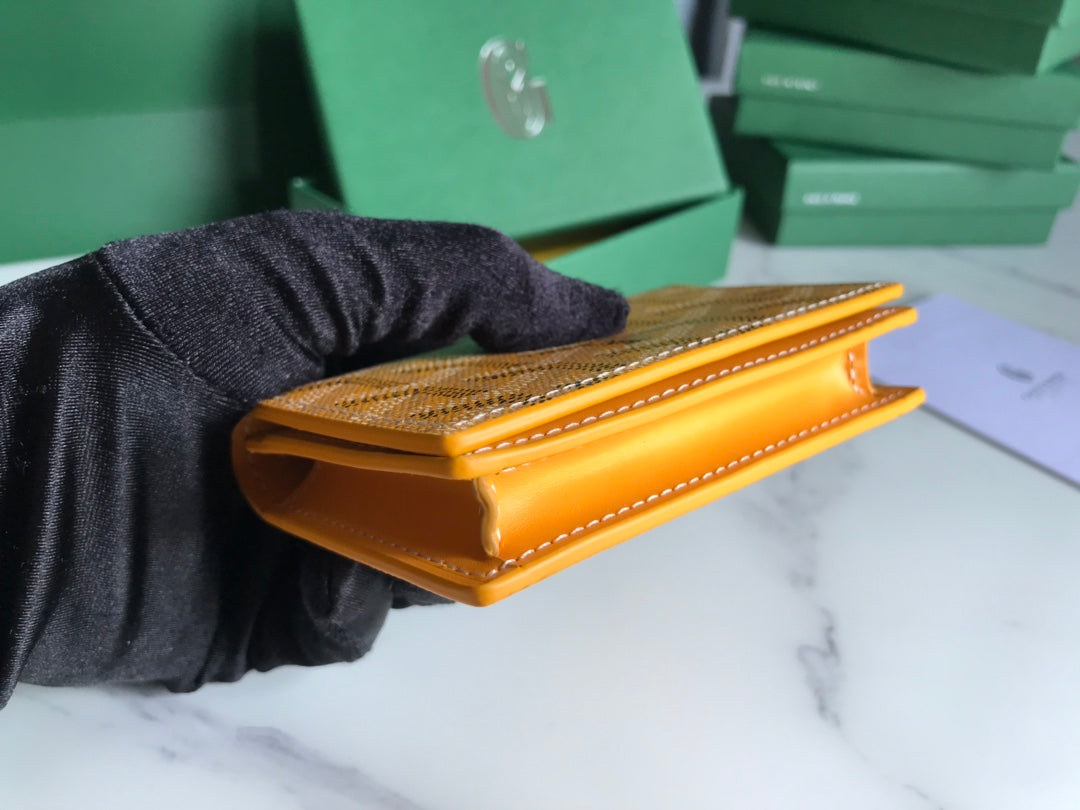 Goyard Malesherbes Card Wallet 10cm Yellow Canvas & Calfskin