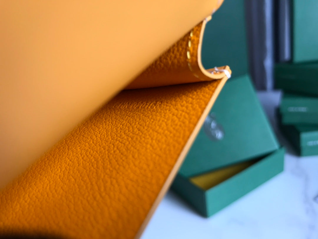 Goyard Malesherbes Card Wallet 10cm Yellow Canvas & Calfskin